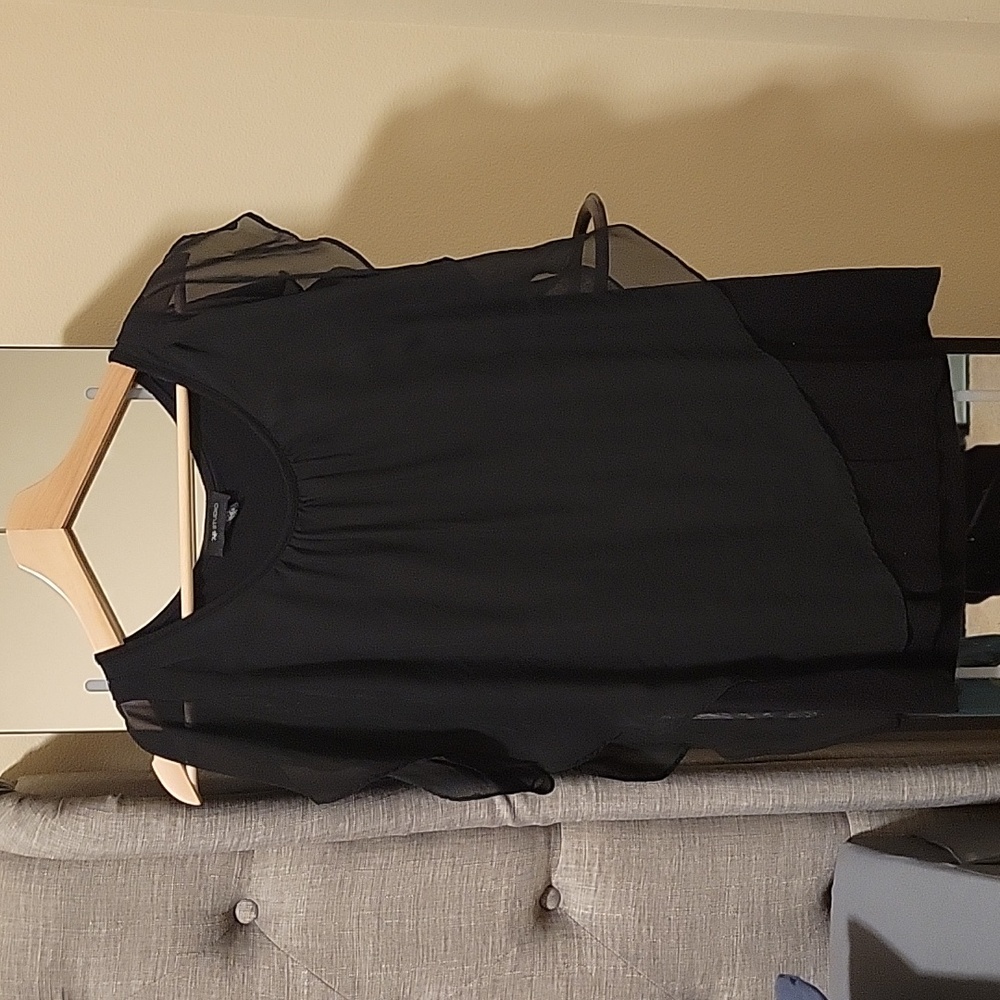 Medium ab studio black tank with sheer overlay